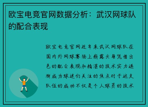 欧宝电竞官网数据分析：武汉网球队的配合表现